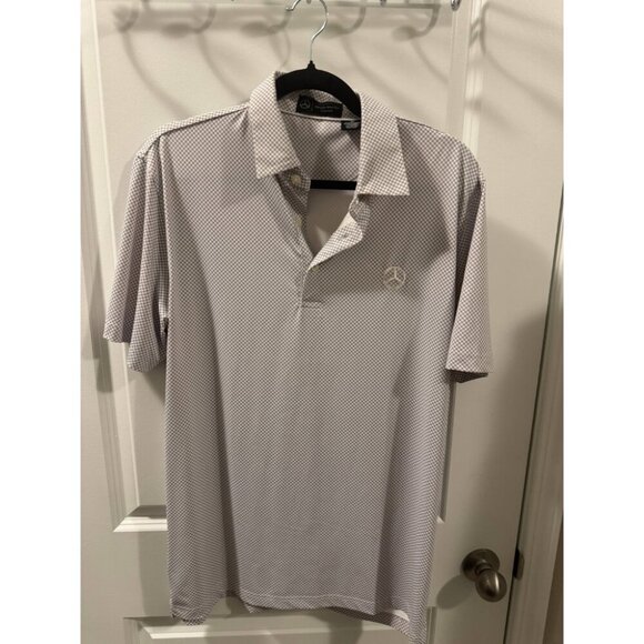 Mercedes-Benz Collection Polo Shirt Men's M Gray Charcoal Gingham Short Sleeve - Picture 1 of 4